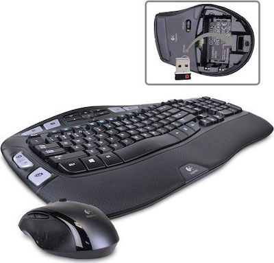 Logitech Comfort Wave MK570 Kabellos Tastatur & Maus Set Englisch US Schwarz