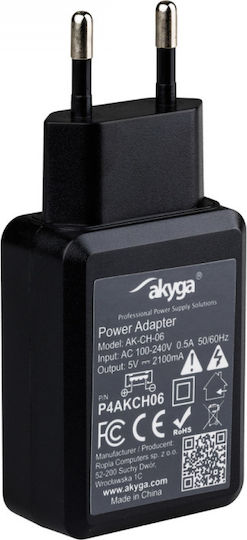 Akyga Зарядно Устройство Без Кабел с USB-A Изходен Порт Черно (AK-CH-06)