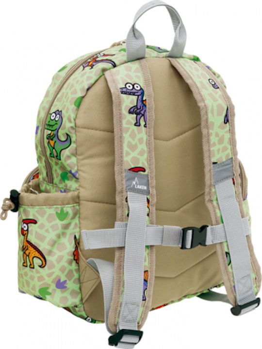 Laken Katuki Green with Insulated Area Dinos Schulranzen Rucksack Kindergarten Grün