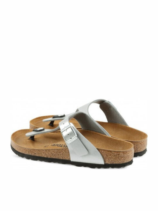 Gizeh Birko-Flor Women's Flat Sandals Anatomic in Silver Color Regular Fit