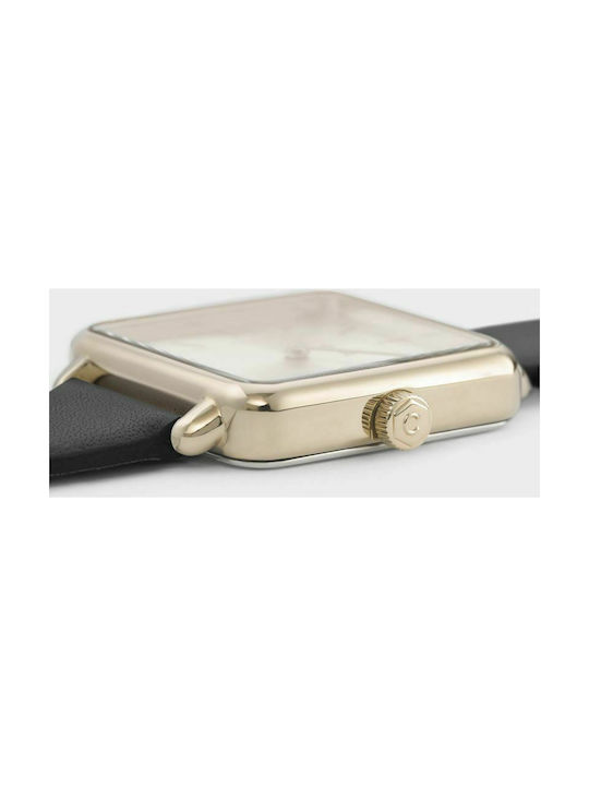 La Garconne Gold Gold / Black Watch with Black Leather Strap