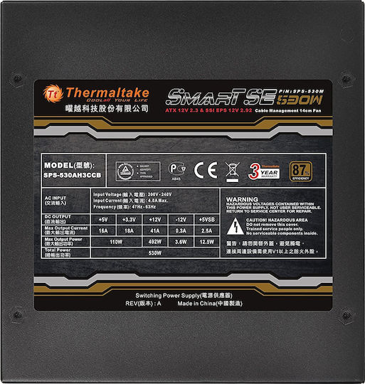 Thermaltake Smart SE 530W Μαύρο Τροφοδοτικό Υπολογιστή Semi Modular