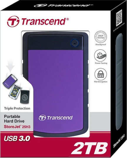 Transcend StoreJet 25H3P USB 3.0 External 2.5" HDD 2TB Black