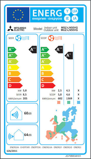 Mitsubishi Electric MSZ-LN VG Κλιματιστικό Inverter 18000 BTU A+++/A++ με WiFi και Τεχνολογία Plasma Quad Plus Ruby Red