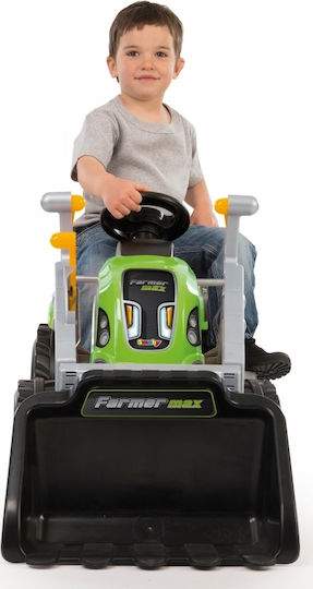Buldozer pentru copii Farmer Max cu pedale cu caruta si pedala Verde