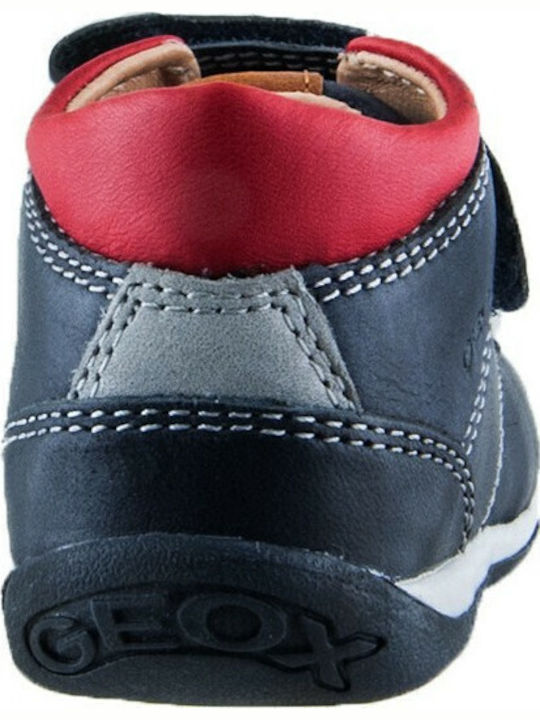 Anatomisch Lederne Kinderstiefeletten mit Klettverschluss Marineblau