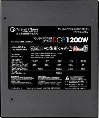 Thermaltake Toughpower Grand RGB 1200W Τροφοδοτικό Υπολογιστή Full Modular 80 Plus Platinum