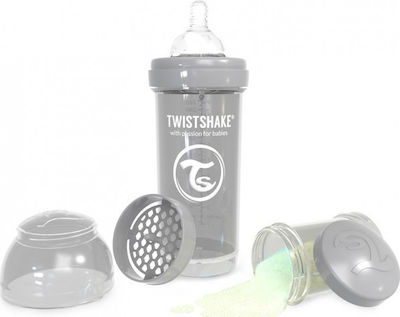 Twistshake Set aus Plastikflaschen Pastel Gegen Koliken mit Silikonsauger für 0+, 0+ m, Monate Grey 260ml 2Stück