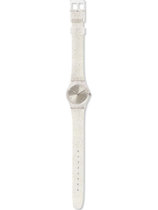 Swatch Silver Glistar Too Γυναικείο Ρολόι Μπαταρίας με Λευκό Καουτσούκ Λουράκι