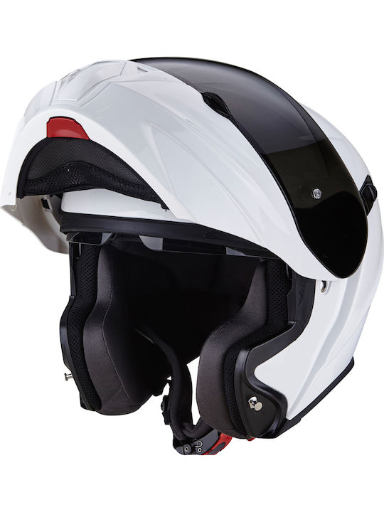 Scorpion EXO-920 Solid White Κράνος Μηχανής Flip-Up με Sunvisor