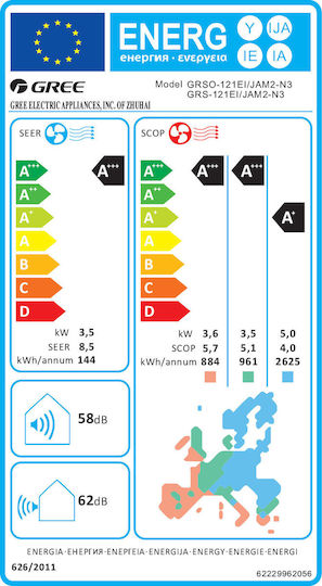 Gree Amber Κλιματιστικό Inverter 12000 BTU A+++/A+++ με Ιονιστή και WiFi
