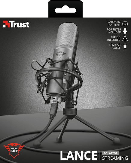 Trust GXT 242 Lance Микрофон USB Настолен за Вокали в Черен Цвят