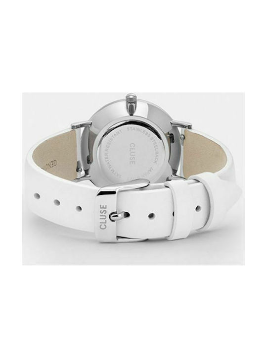 Minuit La Perle Watch with White Leather Strap