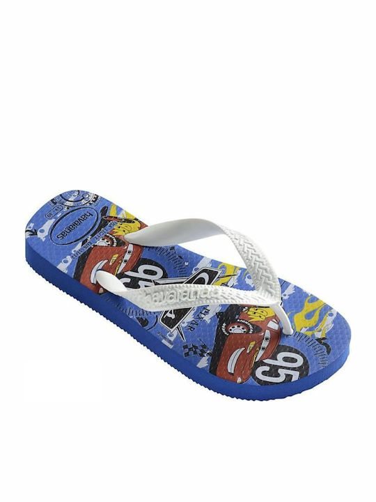 Kids' Flip Flops White Cars