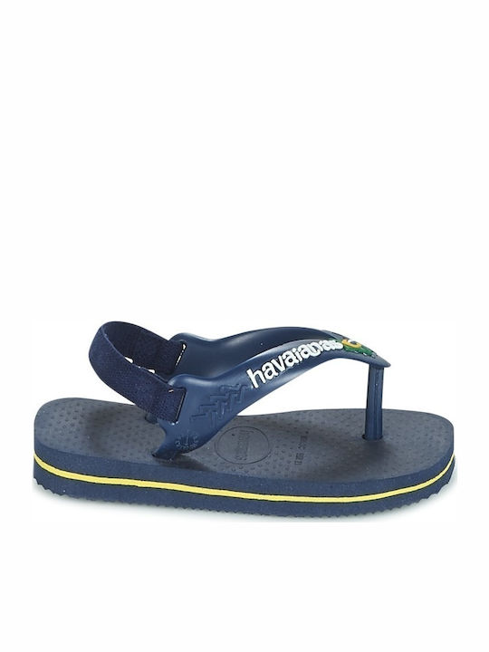 Kids' Flip Flops Navy Blue Brasil Logo