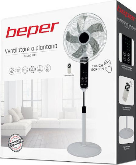 Beper Ventilator Sockel 55W Lüfterdurchmesser 45cm mit Fernbedienung Weiß
