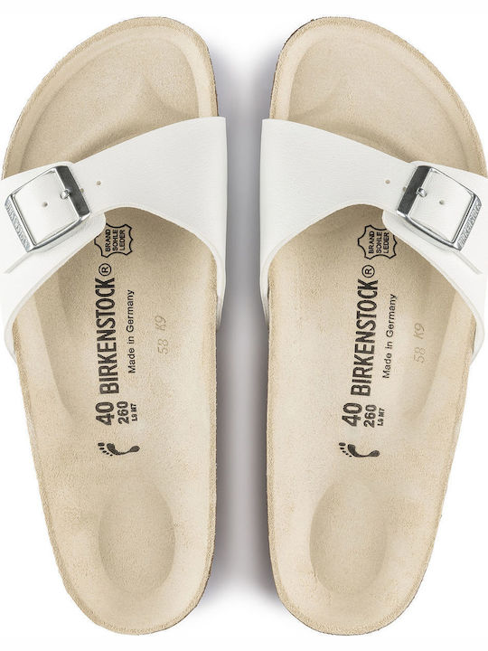 Madrid Birko-Flor Women's Anatomic Sandals White Narrow Fit