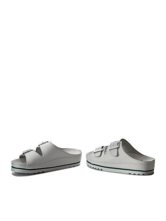 Air Bag Leather Women's Flat Sandals Anatomic in White Color