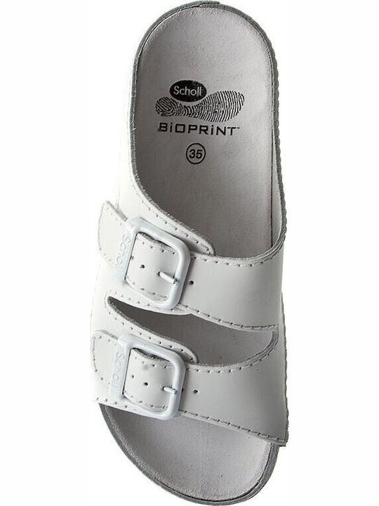 Air Bag Leather Women's Flat Sandals Anatomic in White Color