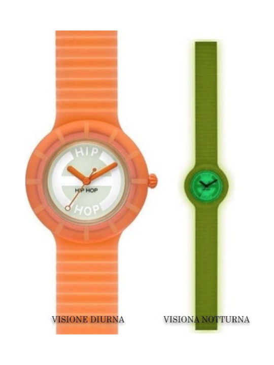 HipHop Glowing Watch with Orange Rubber Strap