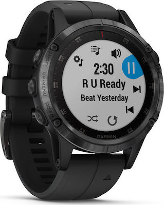 Garmin Fenix 5 Plus Stainless Steel 47mm Αδιάβροχο Smartwatch με Παλμογράφο (Μαύρο)