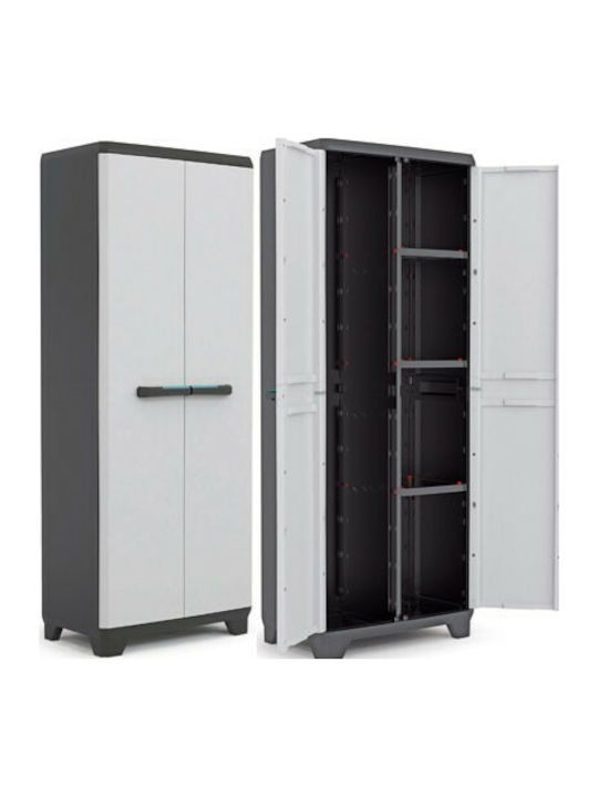 Zweiflügeliger Schrank Linear Utility Kunststoff mit Trennwand & 3 Regale With Partition 68x39x173cm