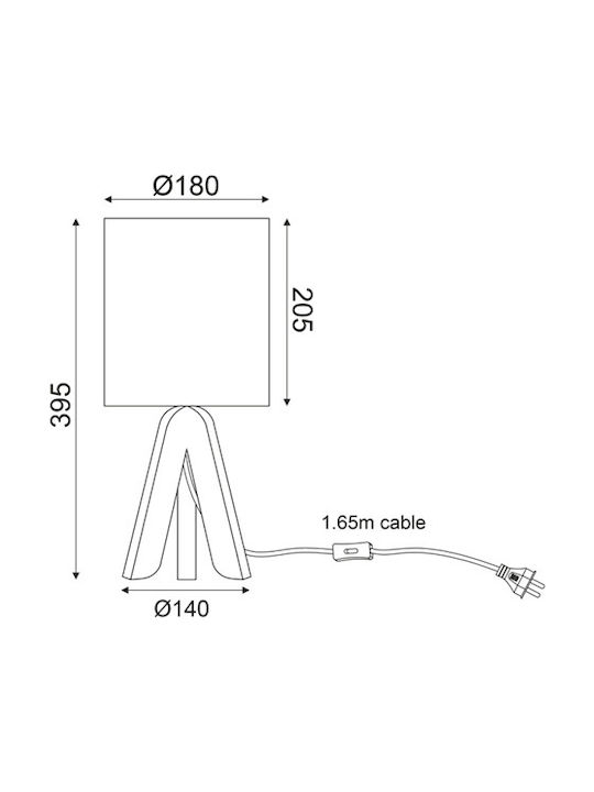 Aca Holz Tischlampe für Fassung E14 mit Beige Schirm und Basis