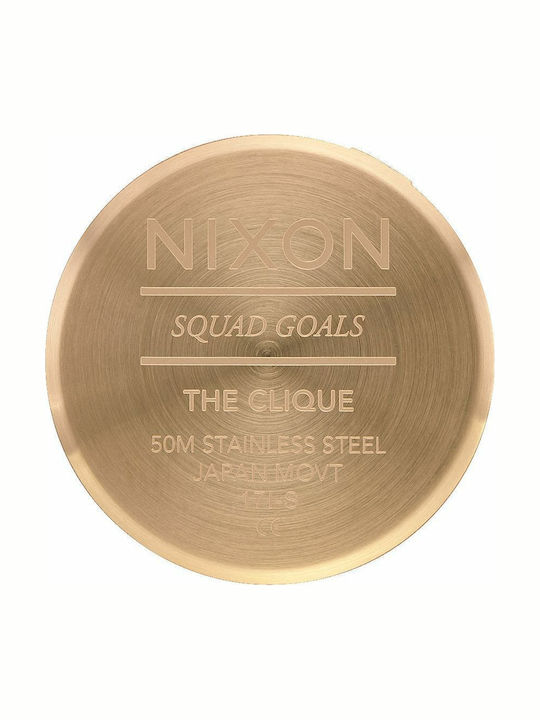 Nixon Clique Γυναικείο Ρολόι 38mm Μπαταρίας με Χρυσό Μεταλλικό Μπρασελέ