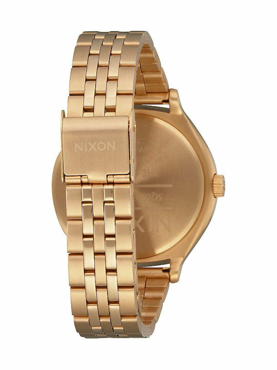 Nixon Clique Γυναικείο Ρολόι 38mm Μπαταρίας με Χρυσό Μεταλλικό Μπρασελέ