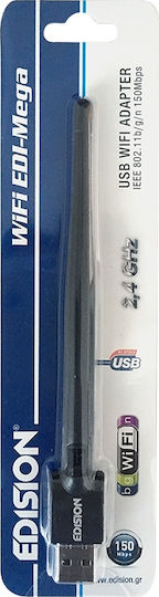 Edision 07-02-0002 USB Network Adapter with Wireless Wi-Fi Connection 150Mbps