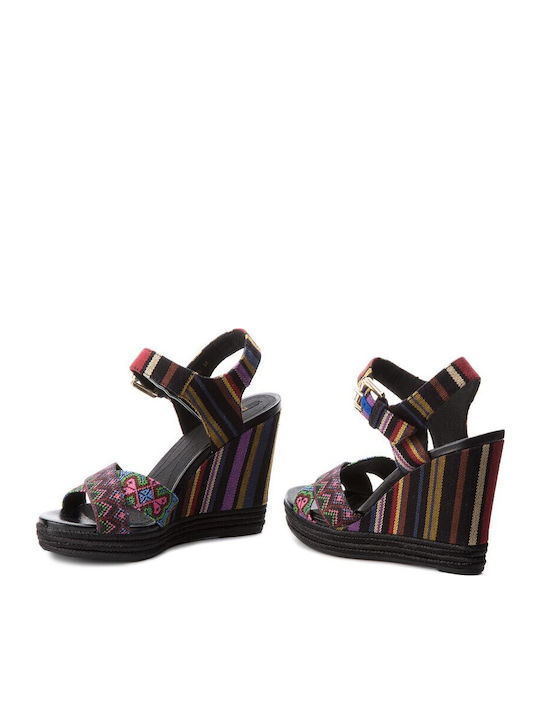 D Janira G Anatomic Women's Leather Ankle Strap Platforms Black