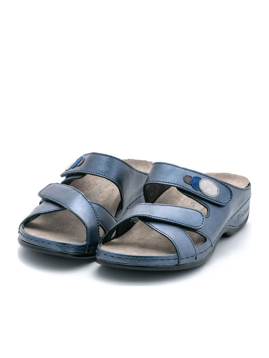 Felia Leather Women's Flat Sandals Anatomic in Blue Color