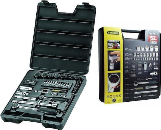 Stanley Set de chei tubulare și clichet 1\2" & 1\4" 52buc