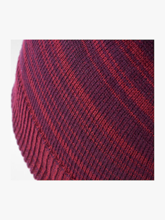 Beanie Reversible Beanie with Rib Knit in Burgundy color