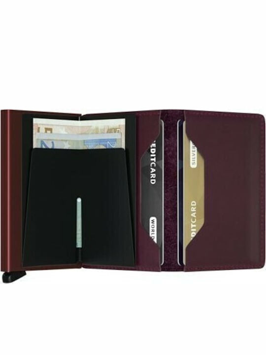 Slimwallet Original Дамско Мъжко Портмоне За Карти С RFID И Със Слайд Механизъм Бордо