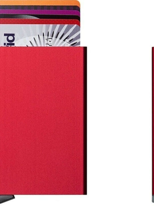 Cardprotector Portofel bărbătesc Carduri cu RFID și mecanism Slide Roșu