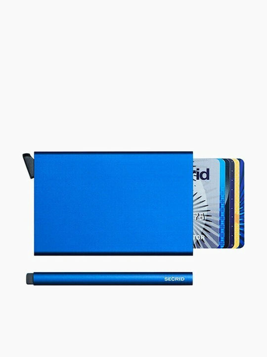 Cardprotector Ανδρικό Πορτοφόλι Καρτών με RFID και Μηχανισμό Slide C-Blue