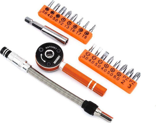 Jakemy Screwdriver Ratchet with 19 Magnetic Interchangeable Tips