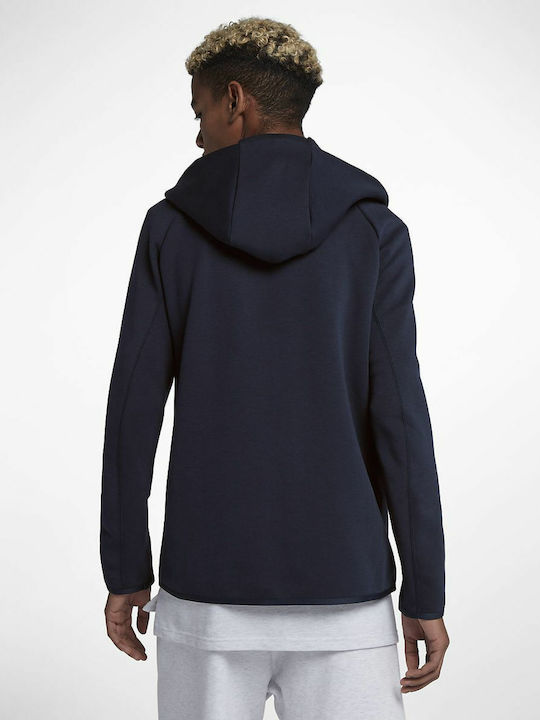 Nike Sportswear Tech Herren Sweatshirt Jacke mit Kapuze und Taschen Blau