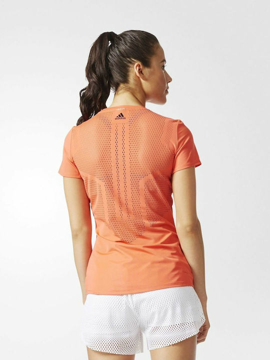 Adidas Feminine Tee Women's Athletic T-shirt Fast Drying with Sheer Orange