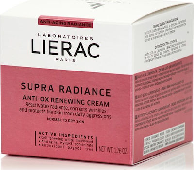 Lierac Supra Radiance fără culoare Anti-Ox Hidratantă & Anti-îmbătrânire Cremă Pentru Față cu Acid Hialuronic 50ml