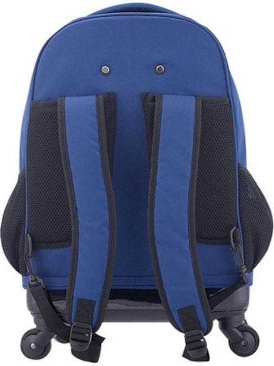 Paxos Emoji Cheer Up Blue School Bag Trolley Elementary, Elementary Blue with Water Bottle Holder