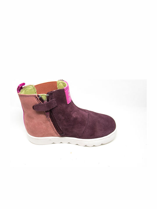 Anatomical Leather Kids Boots with Zipper Fuchsia