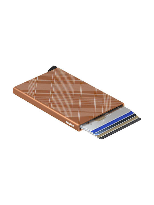 Secrid Cardprotector Laser Tartan Portofel bărbați Cărți cu RFID și mecanism de glisare Portocaliu