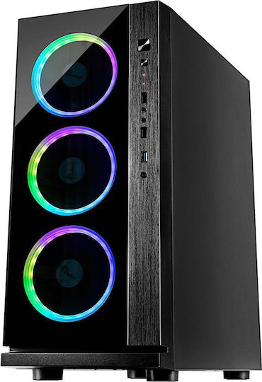 Inter-Tech W-III RGB Gaming Midi Tower Κουτί Υπολογιστή με Πλαϊνό Παράθυρο Μαύρο