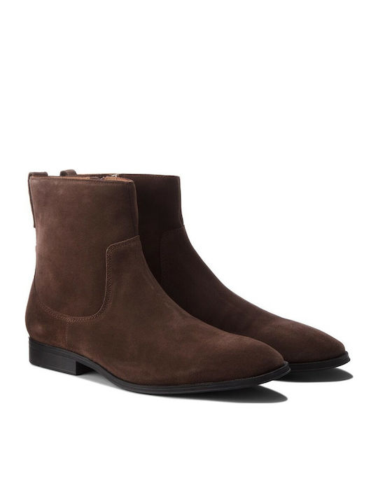 Clarks Gilman Zip Suede Maro Cizme pentru bărbați cu fermoar