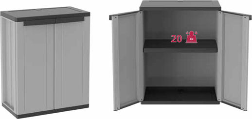Zweiflügeliger Schrank JLine Kunststoff mit 1 Regal 68 68x37.5x85cm