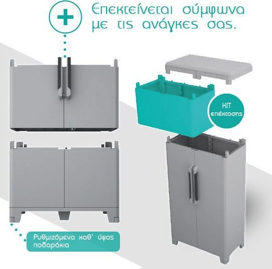 Double-Leaf Transforming Cabinet Made of Polypropylene with 3 Shelves 78x43.6x185 cm