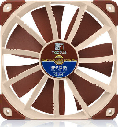 Noctua NF-F12 5V Case Fan 120mm (1500rpm / 54.9cfm) Without LED Lighting and 3-Pin Connection Brown