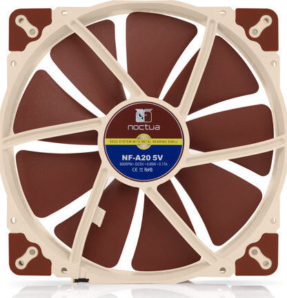 Noctua NF-A20 5V Case Fan 200mm (800rpm / 86.5cfm) Without LEDs Lighting and Connection 3-Pin Brown